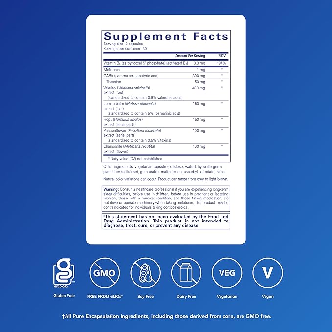 Pure Encapsulations Best-Rest Formula - Supports Restful Sleep - for Relaxation - Restful Sleep Supplement - Non-GMO & Vegan - 60 Capsules