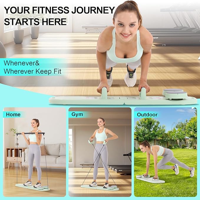 Pilates Reformer Set - Foldable Sliding Reformer, Pilates Board for Home Workout, Portable Abdominal Core Trainer Pilates Reformer Board - Full Body Workout Equipment for Home
