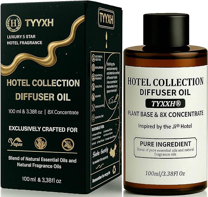 Hotel Collection Diffuser Oil, Ji Hotel Inspired Essential Oils for Waterless, Cold Air, Ultrasonic & Reed Diffusers, HVAC, Long-Lasting White & Green Tea Fragrance for Home, Office, Spa - 3.38fl oz
