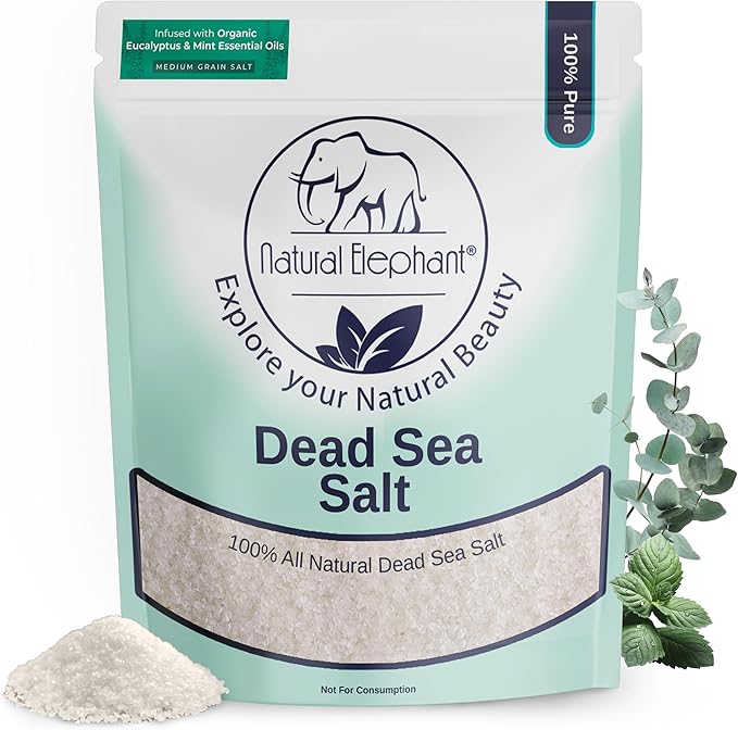 Natural Elephant Dead Sea Eucalyptus Mint Bath Salt - Bathing and Foot Soak for Energizing and Refreshing 100% Pure with Organic Eucalyptus Mint Essential Oil Medium Coarse Grain (10 lb (160 oz) Bag)