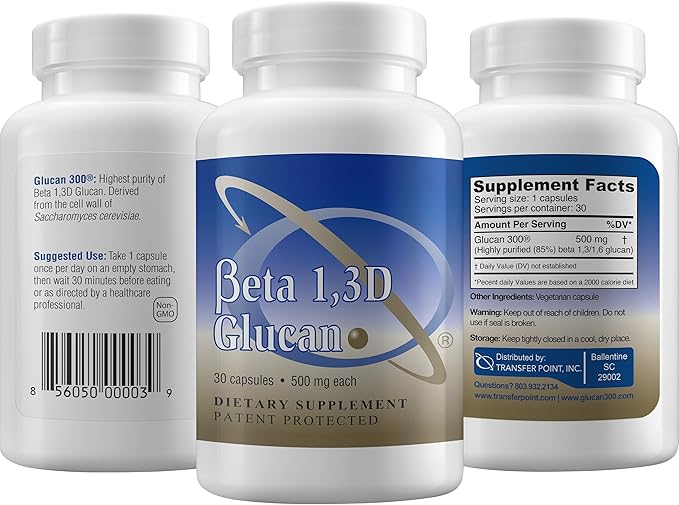 Transfer Point Immune Support Supplement Highly Purified Beta Glucan 500 mg per Capsule (b-glucan Fiber) (Pack of 1)