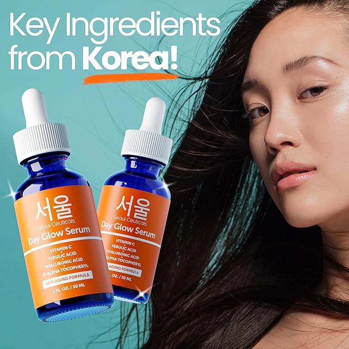 SeoulCeuticals Korean Skin Care 20% Vitamin C Hyaluronic Acid Serum + CE Ferulic Acid - Potent Anti Aging, Anti Wrinkle Korean Beauty Skincare 1oz