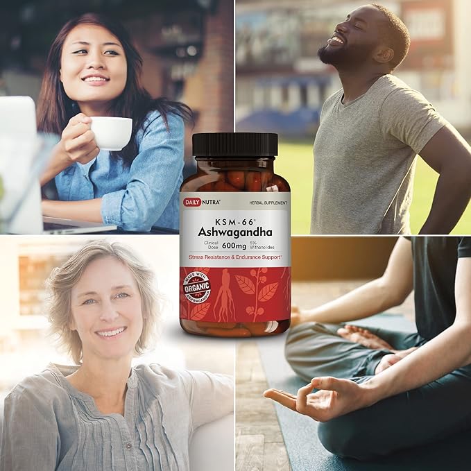 DailyNutra KSM-66 Ashwagandha 600mg Organic Root Extract - High Potency Supplement with 5% Withanolides | Supports Relaxation, Focus, & Energy (270 Capsules)