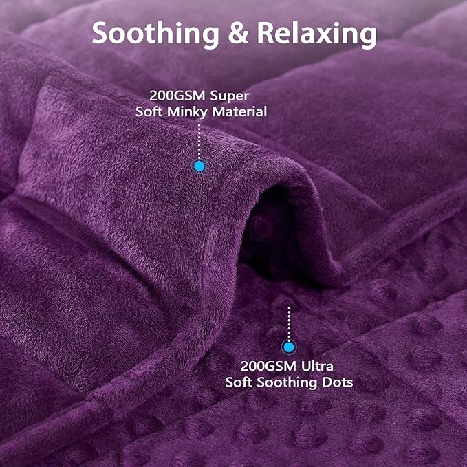 L'AGRATY Weighted Blanket for Adult - 80"x87" 25lbs Minky Dots Heavy Blanket with Glass Beads Soft Breathable for All-Season Summer Fall Winter Thick Comfort for Sleeping