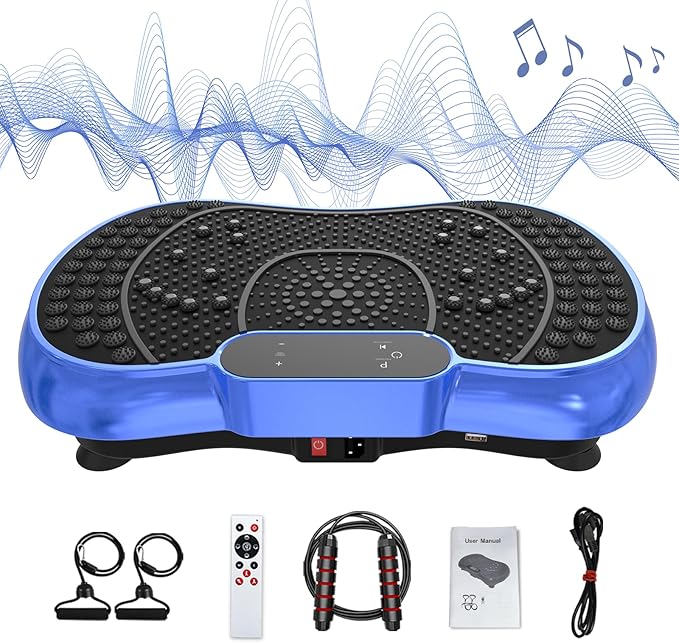 Vibration Plate Exercise Machine for Weight Loss – 100-Speed Platform with Bluetooth Speaker, Remote & Bands, 450 lbs Capacity – Quiet Full Body Workout for Lymphatic Drainage at Home