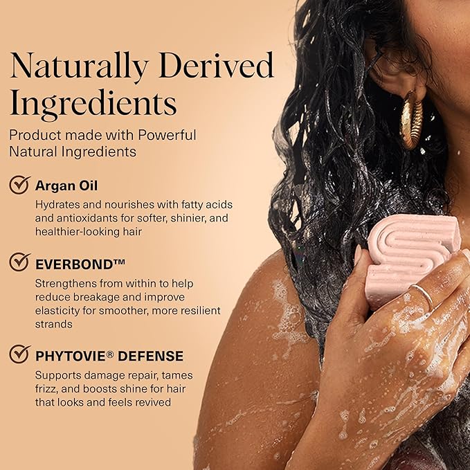 Kitsch Argan Oil Shampoo Bar – Repairing Hair Shampoo for Men & Women – Strengthening, Nourishing Hair Care, Reduce Breakage & Boost Elasticity – Silicone, Paraben & Sulfate Free, Made in USA - 3.2 oz