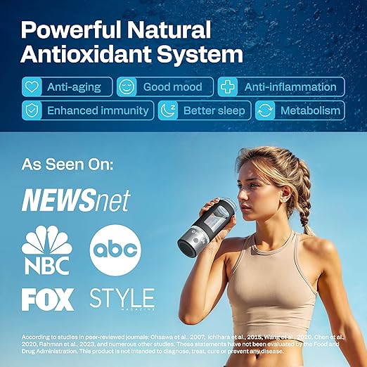 Hydrogen Water Bottle | Large 16.2 oz (480 ml) Hydrogen Water Bottle Generator 3000ppb | Hydrogenator Machine | SPE/PEM Hydrogenated Ionizer Generator (Steel w/Black)