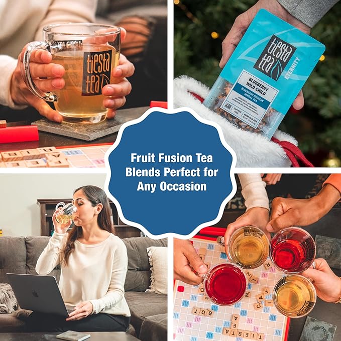 Tiesta Tea Blueberry Wild Child, Loose Leaf, Blueberry Hibiscus Herbal Tea, Premium Non-Caffeinated Blend, Make Hot or Iced, Brews Up to 200 Cups, 16 Ounce Resealable Bulk Pouch