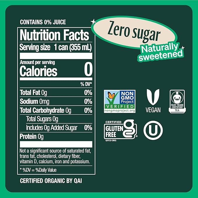 Zevia Zero Sugar Tea, Hibiscus Tea with Passionfruit Caffeine Free, 12 oz Cans (12-Pack) – Naturally Sweetened, Zero Calorie Sugar Free - Non-GMO Project Verified, Gluten-Free, Vegan