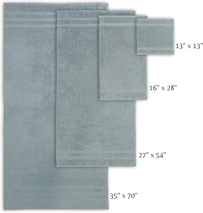 SOFE H&L | Olea Luxury Turkish Cotton Hand Towels Set of 4 Light Blue | Premium, Soft, Durable, Absorbent | Hotel Quality Plush Towels and Thick Towel Sets