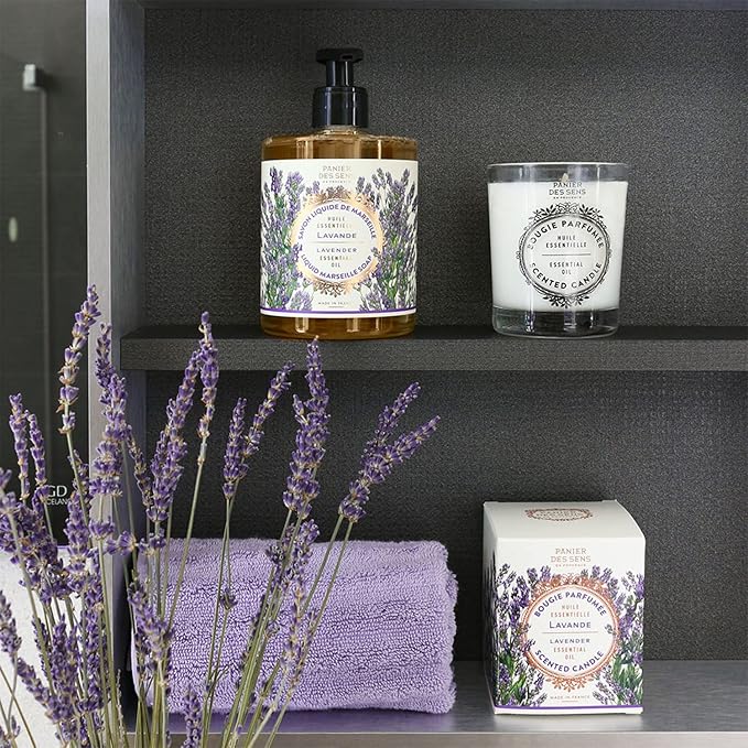 Panier des Sens - Lavender Candle β Long-Lasting Scented Candles for Home β Thoughtful Gift β 100% Natural Cotton Wick β Decorative Home Candles - 6.3 oz