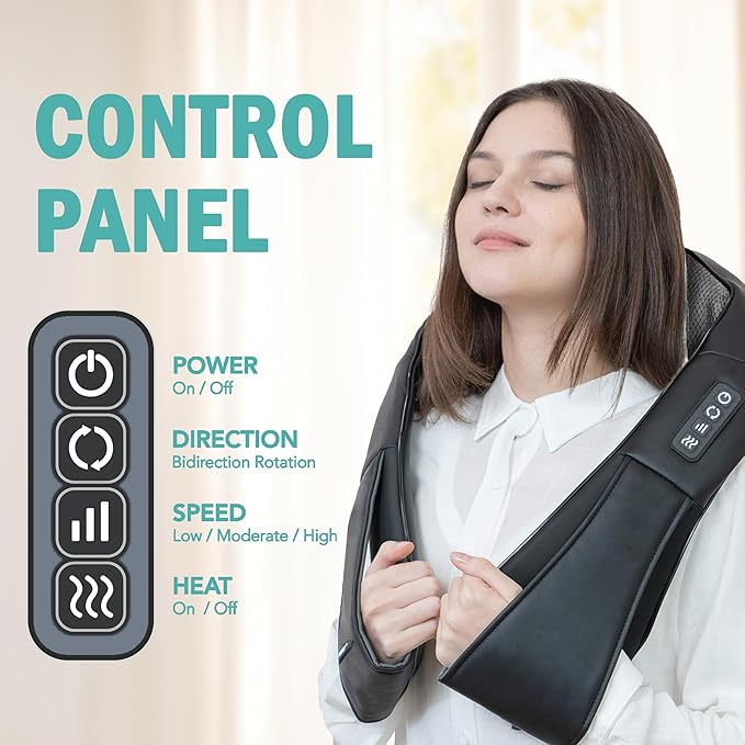 DAILYLIFE Shiatsu Neck and Back Massager with Heat, Electric Deep Kneading Massager for Neck Pain, Shoulder, Waist, Leg and Foot, Stress Relief for Men, Women, Mom, Dad