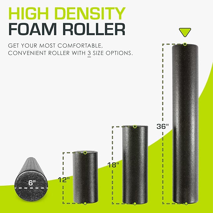 ProsourceFit High Density Foam Rollers 12 - inches Long, Firm Full Body Athletic Massage Tool for Back Stretching, Yoga, Pilates, Post Workout Muscle Recuperation