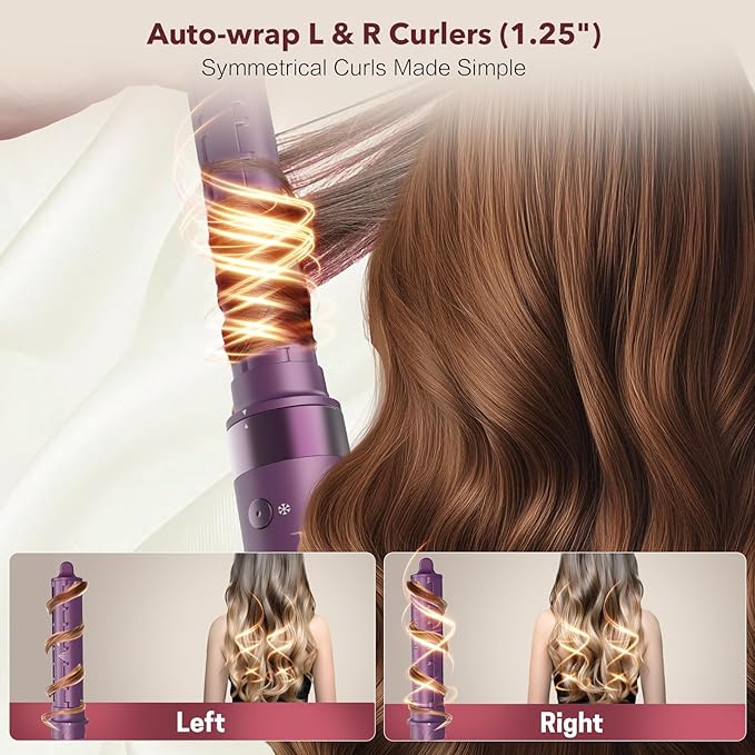 StyleVibe 6-in-1 Multi-Styler, Blow Dryer Brush & Thermal Brush with Auto Wrap Curl L/R, Fast Drying, Smooth Blowouts, Root-Lift Volume, No Heat Damage Frizz-Free Air Styler with Travel Bag