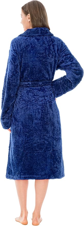PAVILIA Premium Womens Plush Soft Robe Fluffy, Warm, Fleece Sherpa Shaggy Bathrobe