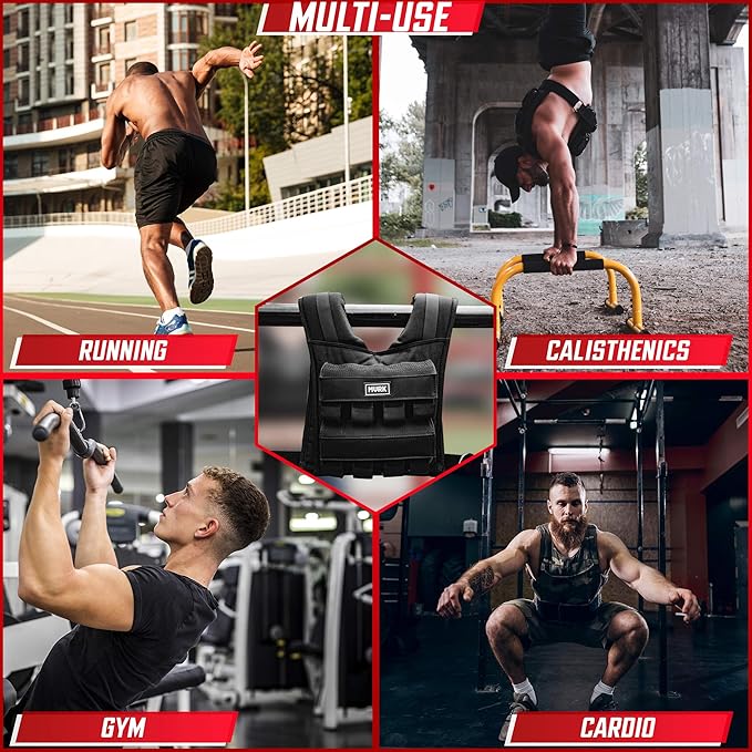 MVRK Weighted Vest Men 15lbs | 25lbs | 35lbs | 45lbs | 65lbs | 80lbs | 100lbs - Weighted Workout Vest With Removable Iron Weights, Heavy Duty Weighted Exercise Vest For Functional Training & Calisthenics - Weight Vest for Men