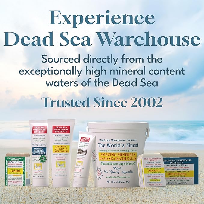 Dead Sea Warehouse - Dead Sea Salt Soap Bar - Original Face & Body Bar - Hydrating Mineral Soap for All Skin Types, Fragrance-Free - 2 Pack - 5.2 oz