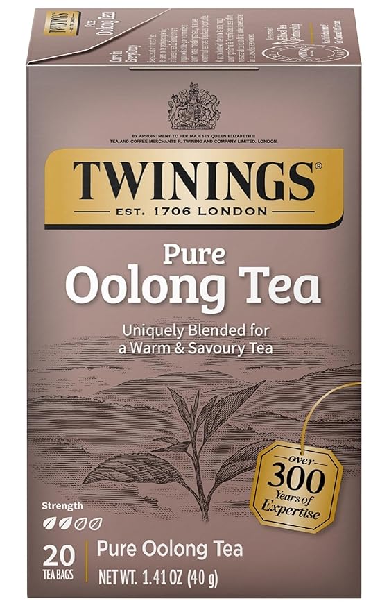 Twinings Pure Oolong Tea Individually Wrapped Bags, 20 Count (Pack of 1), Warm, Nutty Flavor & Golden Colour, Caffeinated, Enjoy Hot or Iced, 20 Teabags