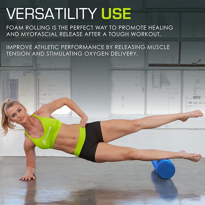 ProsourceFit High Density Foam Rollers 12 - inches Long, Firm Full Body Athletic Massage Tool for Back Stretching, Yoga, Pilates, Post Workout Muscle Recuperation