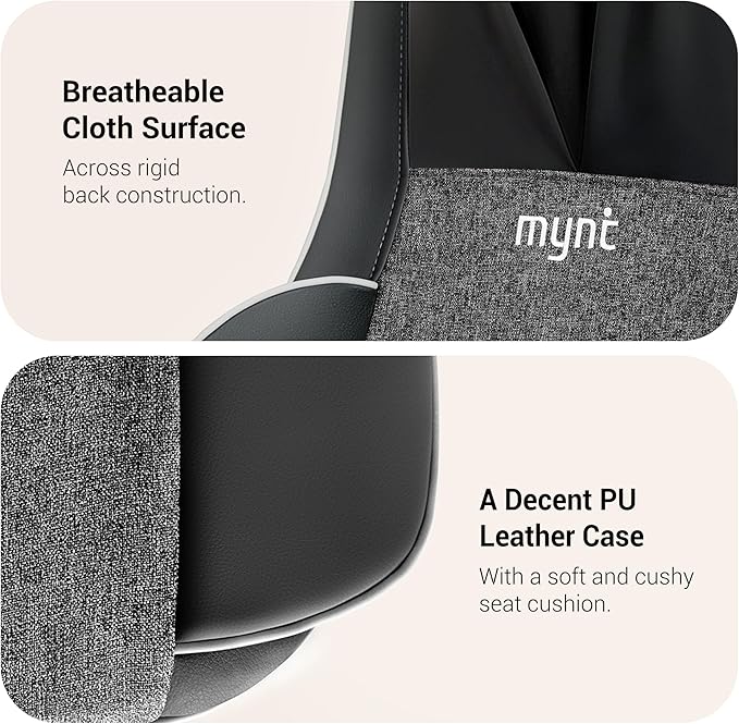 Mynt 2D & 3D Shiatsu Neck and Back Massager for Chair with 10 Deep Kneading Nodes, Back Massage with Heat, Portable Spot Massage Chair Pad (Black)