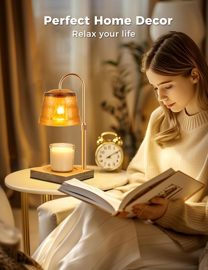 LOHAS Dimmable Candle Warmer Lamp with Timer, Frosted Teal Glass Cover, Versatile Jar Candle and Wax Melter for Bedroom Decor, Gift for New Homeowners