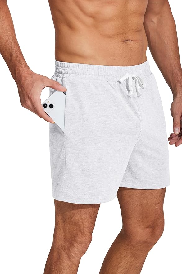 Deyeek 5.5 Inch Mens Pajama Shorts Sleep Cotton Lounge PJ Lightweight Elastic Waist Drawstring Nightwear Bottom with Pockets