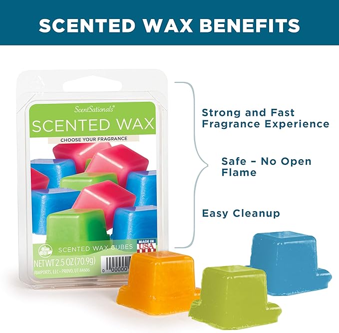 Scentsationals Wax Melts, Wax Cubes Strong Scent - Tropical Fiesta - Long Lasting Scented Melts for Warmer, 10oz (24-Cubes)