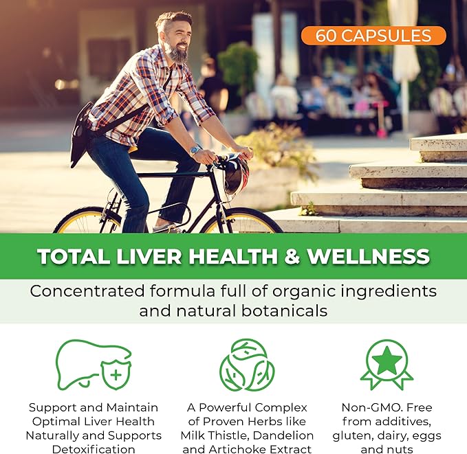 Liver Cleanse Detox & Repair - Fatty Liver Repair Detox Complex Supplement w/Choline, Zinc, Milk Thistle, Dandelion Root, Turmeric, Burdock, Artichoke - Liver Support Supplement | 60 Caps
