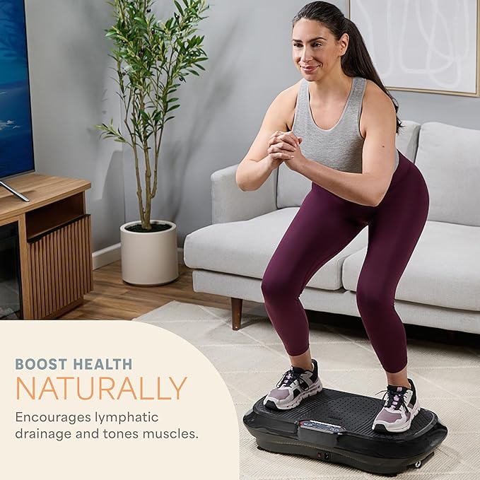 Lifepro Waver Vibration Plate Exercise Machine for Lymphatic Drainage, Muscle Activation, Full-Body Workout Vibrating Platform with Loop Bands, Fitness Equipment for Strength Toning & Fat Loss