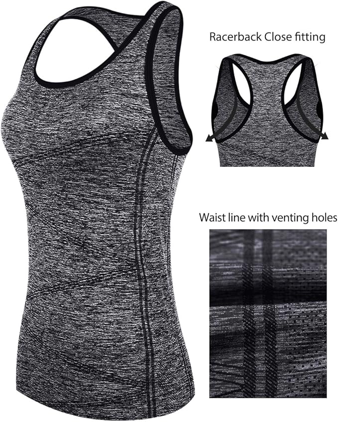Disbest Yoga Tank Top, Women's Performance Stretchy Quick Dry Sports Workout Running Top Vest with Removable Pads