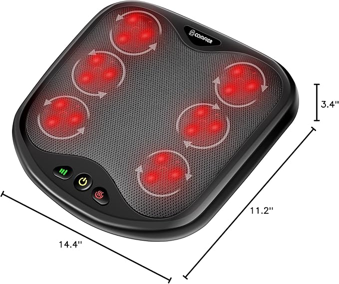 COMFIER Shiatsu Foot Massager with Heat- Kneading Foot & Back Massager with Washable Cover, Feet Warmer for Men,Women, Electric Feet Massager Machine for Plantar Fasciitis,Foot