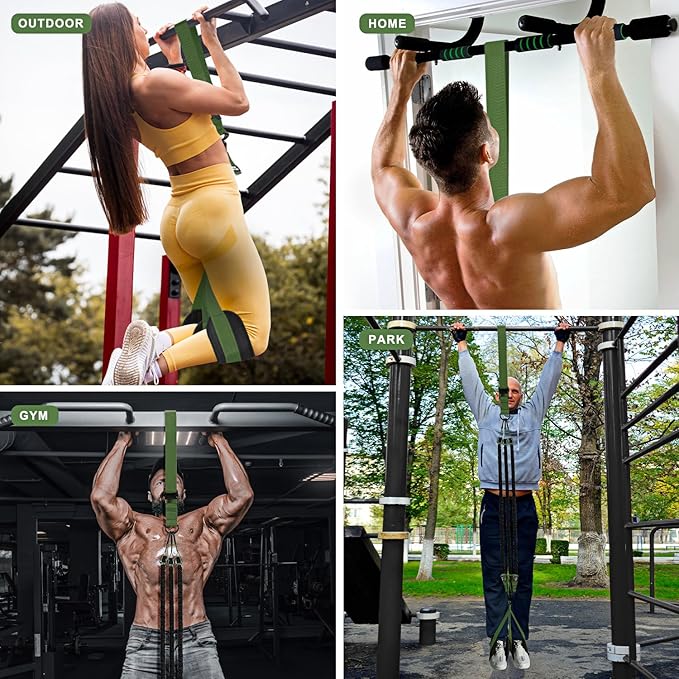 HPYGN Pull Up Assistance Bands, Heavy Duty Resistance Band for Pull Up Bar, Adjustable Weight/Size with Fabric Feet/Knee Rest, Bands for Pull Up Assist for Strength Training, Pull Up Assist Band