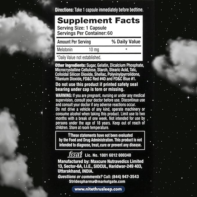 Advanced Sleep Aid Melatonin Dietary Supplement, 10mg Capsules, 60 Count