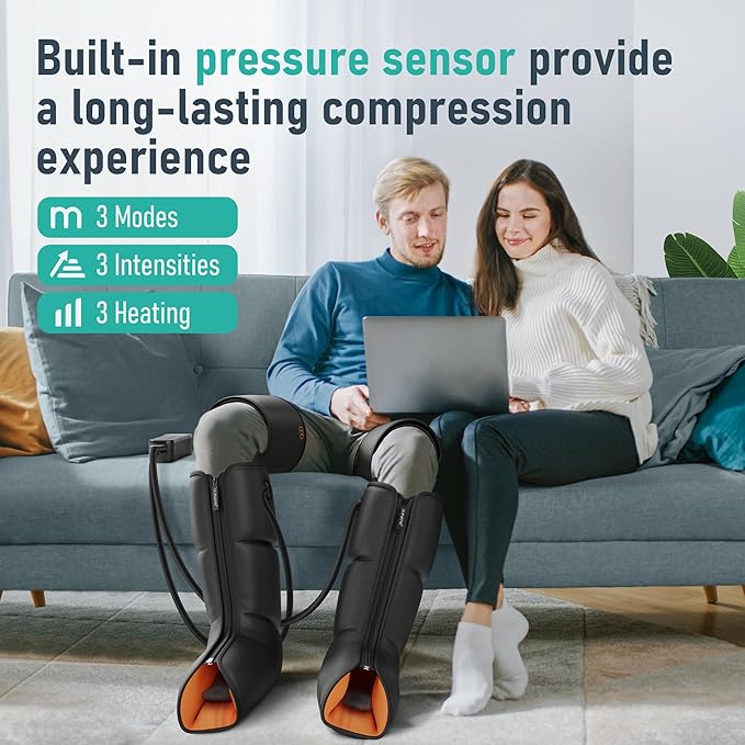 QUINEAR Leg Massager Heat and Compression Therapy, Air Compression Leg Recovery System, Leg Massage Boots for Circulation and Pain Relief - FSA HSA Approved