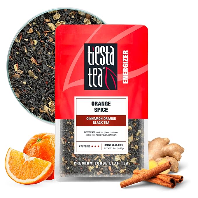 Tiesta Tea - Orange Spice Tea, Loose Leaf, Cinnamon Orange Black Tea, Premium High Caffeine Tea Blend, Make Hot or Iced & Up to 25 Cups, 2.5 oz Resealable Pouch