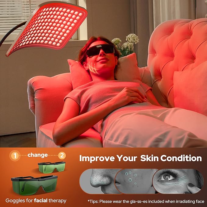 Red Light Therapy for Body and Face, Infrared Red Light Therapy Lamp with Stable Stand, 660nm and 850nm Infrared Pannel