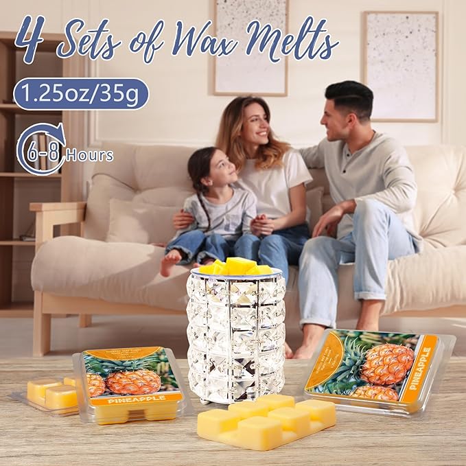 SCENTORINI Wax Melts, Pineapple Fragrance, Wax Melts Wax Cubes, Natural Soy Wax, 4 Pack, for Candle Making, Wax Warmer