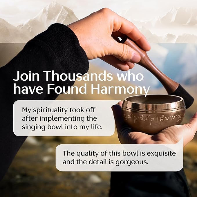 Handmade Tibetan Etched Singing Bowl Set – Sound Bowl & Meditation Bowl with Cushion, Mallet & Guide – Stress Relief Instruments – Spiritual Decor for Wellness Spaces – Yoga Relaxation Accessories