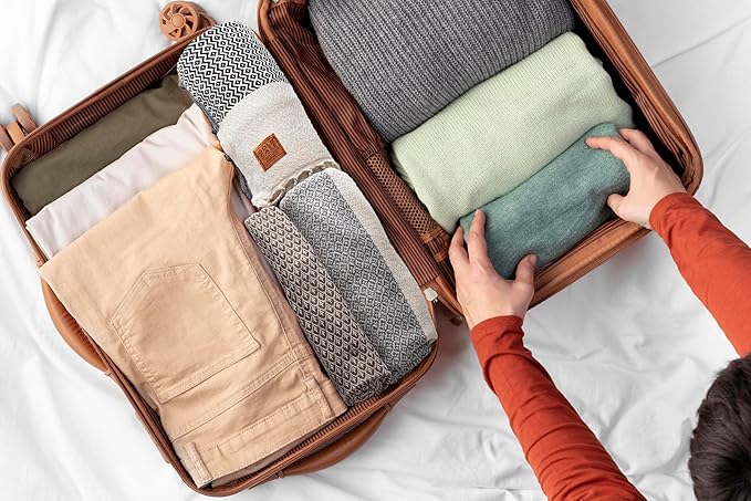 Gold CASE Turkish Hand Towels for Bathroom Set of 4 – 100% Cotton Bathroom Towels – Helen Kitchen Small Towel for Spa, Face, Tea & Dishcloth – Decorative Patterned Weave – Aqua