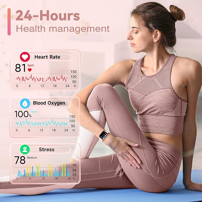 Smart Watches for Women, Alexa Built-in Fitness Watch with 1.8" LCD Screen & Bluetooth Call (Make/Answer), Heart Rate/SpO2/Sleep Monitor, 100 Sports, IP68 Waterproof Smartwatch for Apple Android