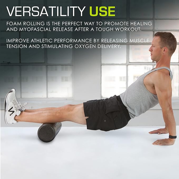 ProsourceFit High Density Foam Rollers 12 - inches Long, Firm Full Body Athletic Massage Tool for Back Stretching, Yoga, Pilates, Post Workout Muscle Recuperation