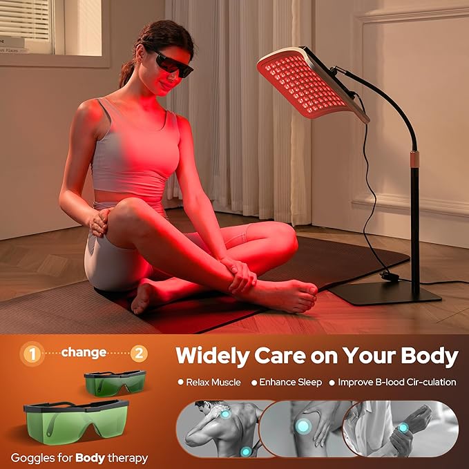 Red Light Therapy for Body and Face, Infrared Red Light Therapy Lamp with Stable Stand, 660nm and 850nm Infrared Pannel
