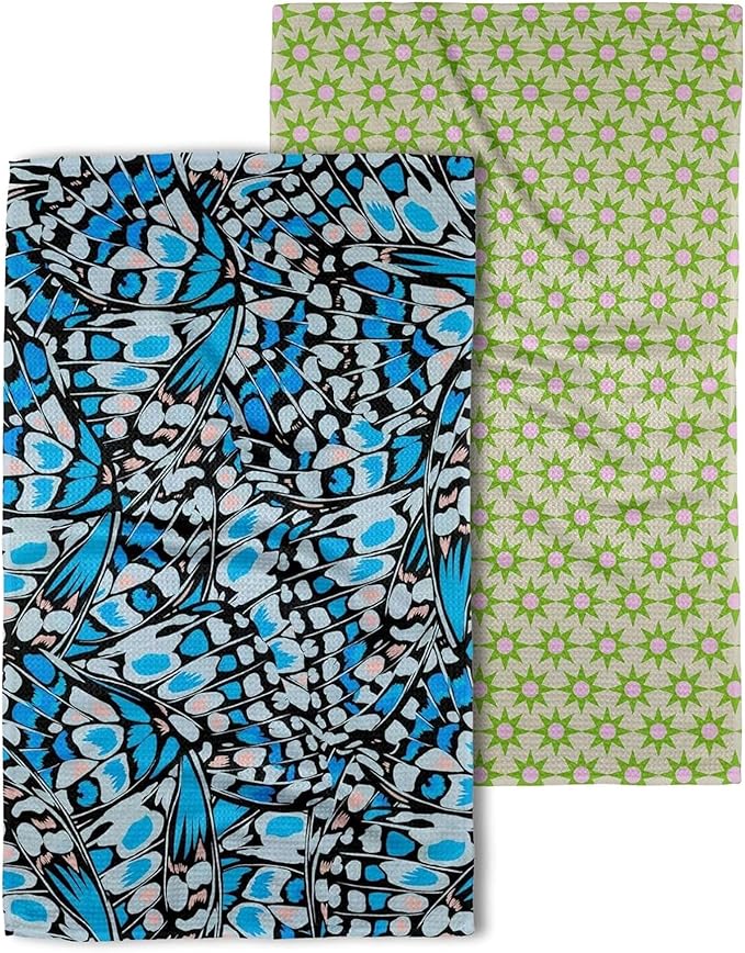 GEOMETRY Spring Kitchen Towels - Quick Dry Microfiber Cloth Spring & Summer Dish Towels for Kitchen Drying - Premium Quick Dry Towel - Flutter Bloom, 18" x 30" - 2-Pack