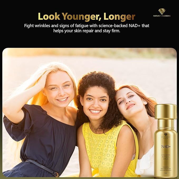 NAD+ Anti-Aging Serum – Boost Cellular Energy, Firm Skin & Reduce Wrinkles – with Niacinamide, Hyaluronic Acid, Peptides & Antioxidants – 1oz Rejuvenating Face Serum for Youthful Radiance
