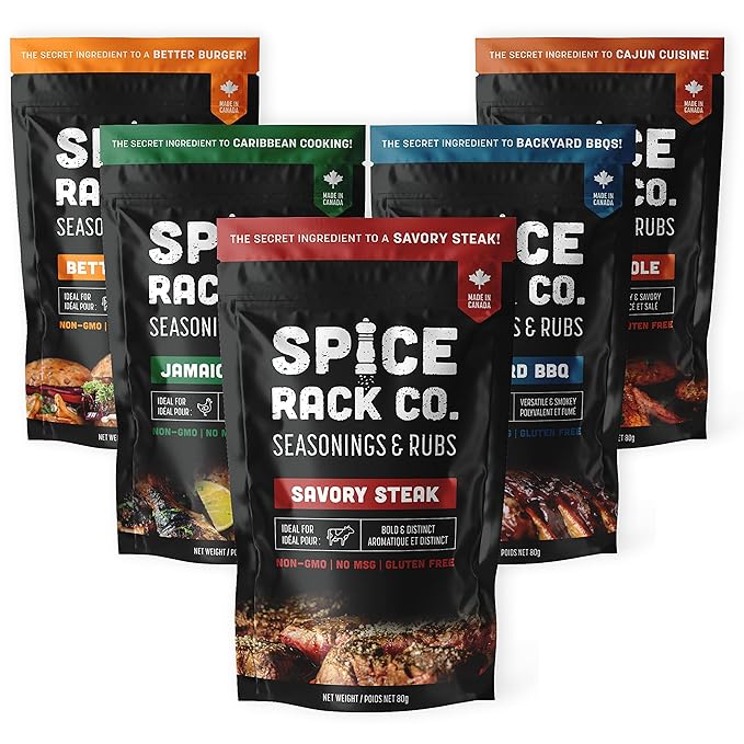 Spice Rack Co BBQ Seasonings And Rubs - Smoking & Grilling Spices and Seasonings Sets, BBQ Accessories & Smoker Accessories Gifts For Men, Unique Grilling Gifts For Men Who Have Everything (5pk)