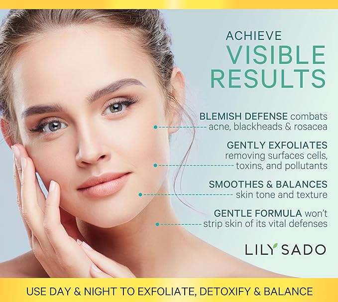 LILY SADO TEA+Cโข Green Tea & Vitamin C Face Cleanser โ Natural Vegan Antioxidant Daily Face Wash with Aloe, Rosehip, Meadowfoam - Gentle Deep Cleansing for Acne, Blackheads, Blemishes. 8 oz