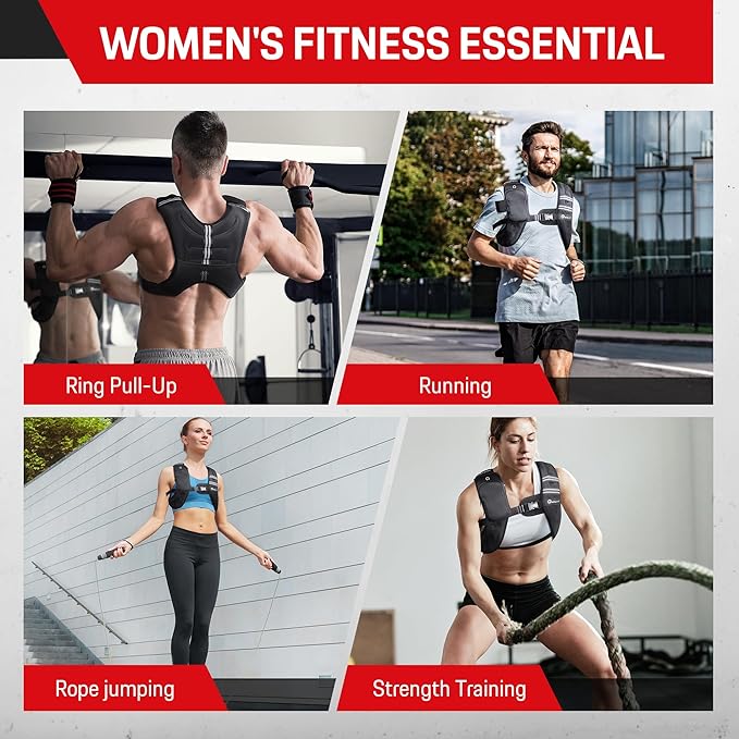 Weighted Vest for Men & Women, 5lbs/10lbs/15lbs/20lbs Weight Vest, Perfect for Running, Walking, Fitness, and Strength Training