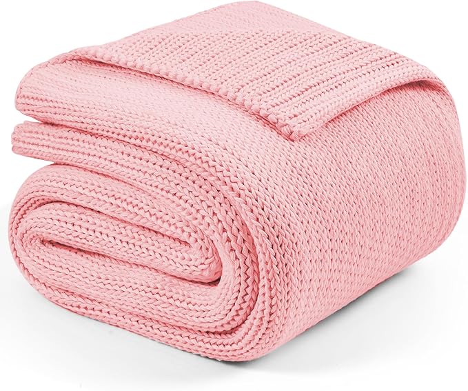 L'AGRATY Knitted Weighted Blanket - 48"x72" 20lbs Cooling Chunky Knit Heavy Blanket for Adults Braided Crochet Throw Thick Cable Yarn Knit Decorative No Beads Evenly Weighted Machine Washable