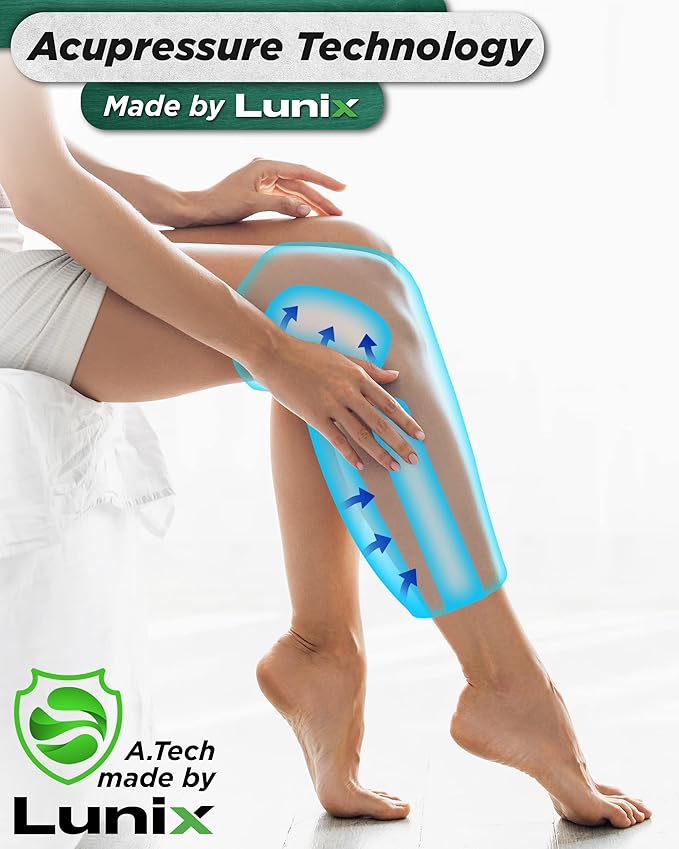 Lunix LX4 Knee Massager with Heat and Compression, Rechargeable Thigh, Calf, and Knee Wrap with Cold or Heat Therapy, Leg Brace and Heating Pad, Green