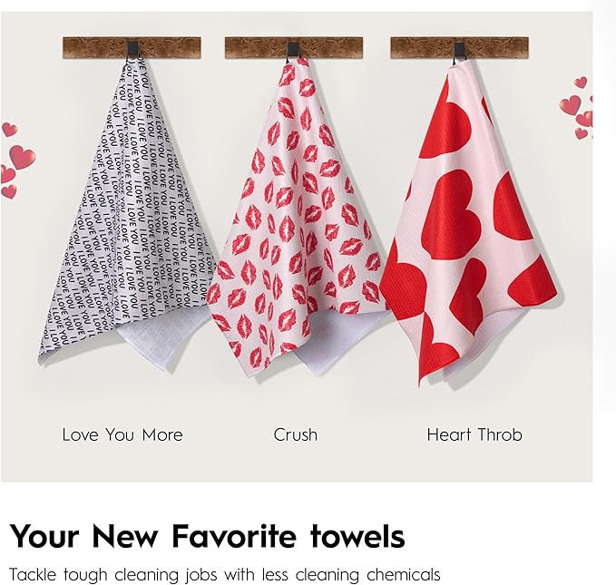 GEOMETRY Kitchen Towels - Quick Dry Microfiber Cloth Dish Towels for Kitchen Drying - Premium Quick Dry Towel Valentines Gifts for Mom - Crush